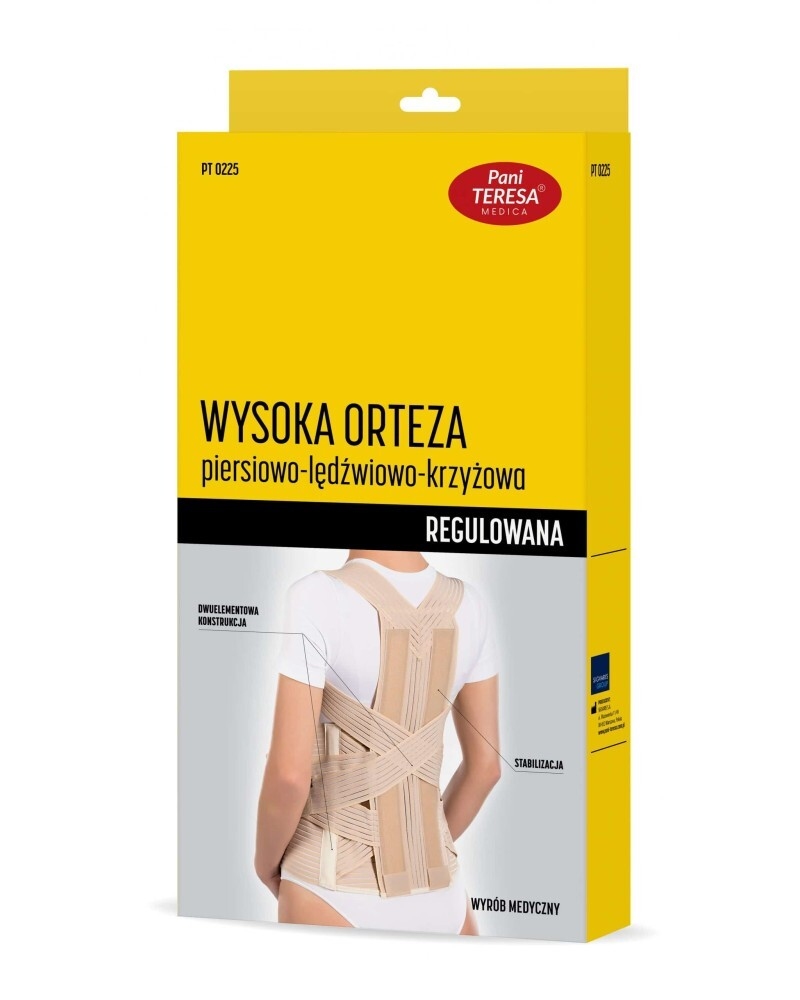 Wysoka Orteza piersiowo-lędźwiowo-krzyżowa – regulowana